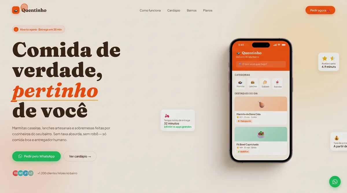 Quentinho — Delivery de Comida Caseira